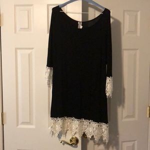 Black Dress with Lace Trim